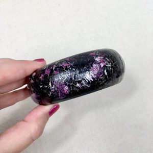 Vintage Wooden Bangle Splatter Painted 1980s Bracelet Rock N Roll Retro Chunky